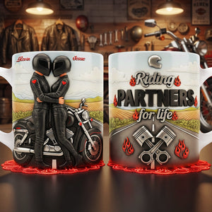 Biker Couple Coffee Mug - Personalized Gifts For Couple Coffee Mug 04NATA230126 - Coffee Mug - GoDuckee