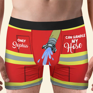 Only She Can Handle My Hose, Men Boxer Briefs, Funny Gift For Fireman - Boxer Briefs - GoDuckee
