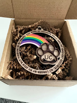 Personalized Rainbow Bridge Pet Memorial Wood Ornament - My Favorite Hello And Hardest Goodbye - Ornament - GoDuckee