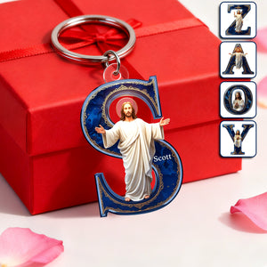 Jesus Christ Devotional Initial Keychain - Personalized Gift For Christian 03HULU300126 - Keychains - GoDuckee