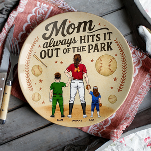Baseball Mom Ceramic Round Plate - Personalized Gift For Mom 04TGPU140425PA - Ceramic Round Plate - GoDuckee