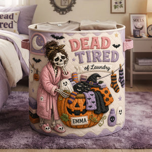 Spooky Skeleton Quilted Laundry Basket - Personalized Gifts For Halloween 01HALU150826
