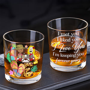 Personalized Gifts For Couple Round Whiskey Glass Summer Vacation 04XQQN150125PA - Whiskey Glass - GoDuckee