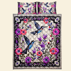 Birds and Flowers Quilt Bed Set 03qnqn301024 - Blanket - GoDuckee