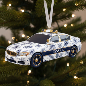 Christmas On Duty Police Car Ornament - Personalized Gifts For Police 02PGLU031025 - Ornament - GoDuckee