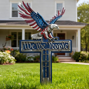 Fierce Eagle On Cross Metal Sign - Gifts For American Christians 02qhdt250226 - Metal Signs - GoDuckee
