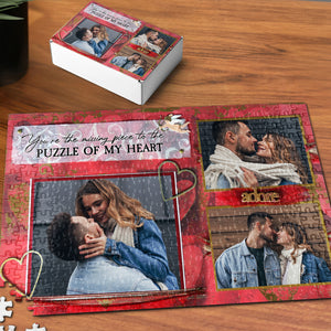 You're The Missing Piece To The Puzzle Of My Heart, Custom Couple Photo Jigsaw Puzzle, Gift For Couple, Valentine's Gifts - Wood Sign - GoDuckee