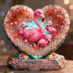 Flamigo Mom And Kids Heart Shape Acrylic Plaque - Personalized Gifts For Mother's Day Plaque 02HUDT030426 - Shaped Plaques - GoDuckee
