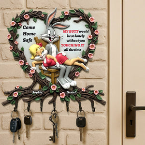 Naughty Rabbit Couple Key Hanger Personalized Gifts For Couple 01QHDT240525 - Wood Sign - GoDuckee