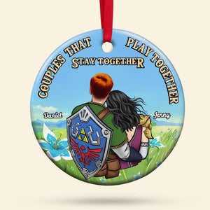 Couples That Play Together Stay Together, Couple Gift, Personalized Ceramic Ornament, Gamer Couple Ornament, Christmas Gift 05HUHN120923HH - Ornament - GoDuckee
