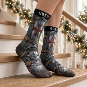 Faux Knight Templar Socks, Personalized Gifts 06qhdt170926 - Socks - GoDuckee