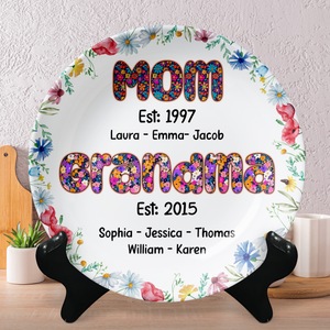 Personalized Gifts For Mom Ceramic Round Plate 02xqpu240325 - Ceramic Round Plate - GoDuckee
