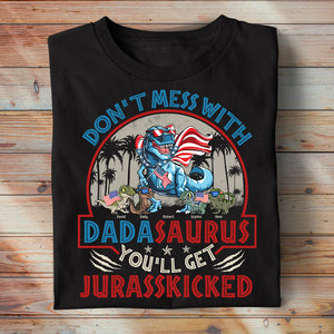 Don't Mess With Dadasaurus, Personalized Shirt, Dinosaur Dad In The Park, Gift For Dad - Shirts - GoDuckee