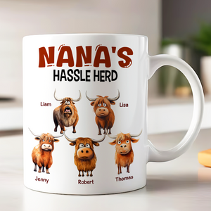 Personalized Gifts For Mom Coffee Mug, Funny Highland Cow Hassle Herd 01qhpu180125 - Coffee Mug - GoDuckee