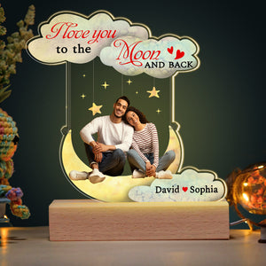 Personalized Gifts For Couple 3D Led Light I Love You To The Moon And Back - Led Night Light - GoDuckee