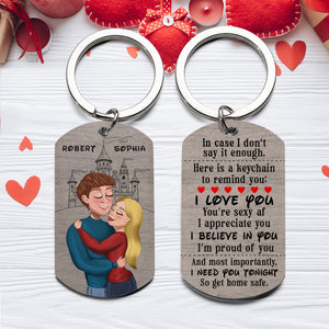 Personalized Gifts For Couple Stainless Steel Keychain Get Home Safe - Keychains - GoDuckee