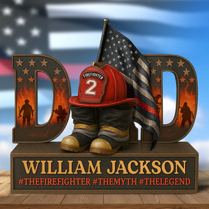 Firefighter Dad Legend Acrylic Plaque - Personalized Gifts For Dad 02qhqn090525 - Shaped Plaques - GoDuckee
