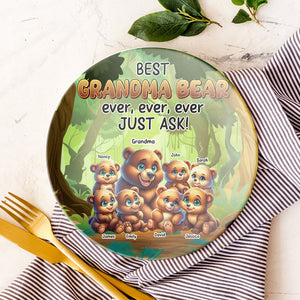 Personalized Gifts For Bear Mom Round Plate Best Mom Bear Ever 02XQQN120325 - Ceramic Round Plate - GoDuckee