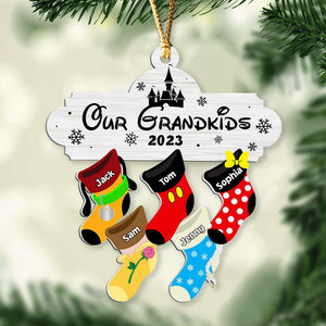 Gift For Family, Personalized Acrylic Ornament, Christmas Socks Kid Ornament, Christmas Gift 02NADT211023 - Ornament - GoDuckee