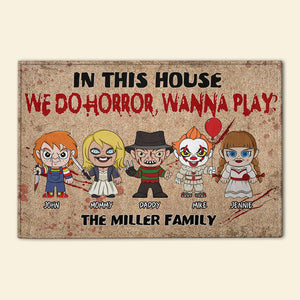 In This House, We Do Horror, Gift For Family, Personalized Doormat, Horror Movie Family Doormat, Halloween Gift 04NAHN100823HA - Doormat - GoDuckee
