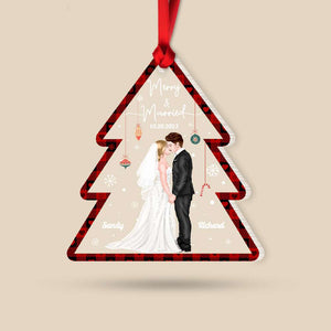 Merry & Married, Couple Gift, Personalized Acrylic Ornament, Married Couple Ornament, Christmas Gift - Ornament - GoDuckee