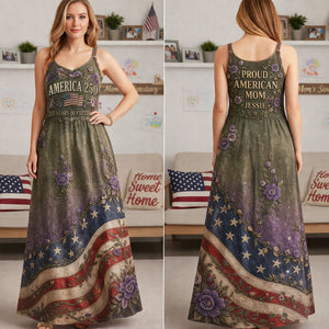 Proud American Mom - Celebrated America 250th Anniversary Suspender Maxi Dress - Personalized Gifts For Moms 04toqn070426 - Dress - GoDuckee