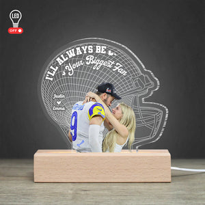 Football Couple I'll Always Be Your Biggest Fan, Personalized 3D Led Light Upload Photo, Gift For Boyfriend - Led Night Light - GoDuckee