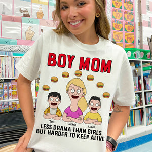 Personalized Gifts For Mom Shirt 04totn080325hg Boy Mom - Less Drama Than Girls But Harder To Keep Alive - Shirts - GoDuckee