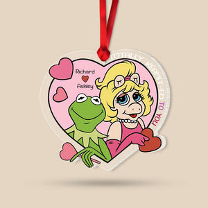 Couple Gift, Personalized Acrylic Ornament, Frog And Piggy Couple Ornament, Christmas Gift 03QHHN141023 - Ornament - GoDuckee