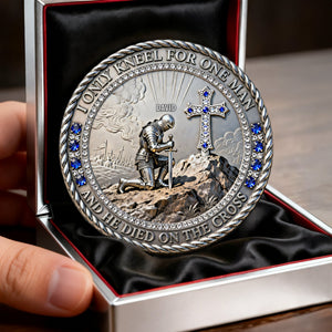 Knight Templar Kneeling Before A Cross Printed Metal Coin - Personalized Gifts For Christians 01kilu270226 - Coin - GoDuckee
