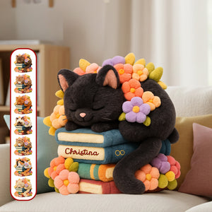 Cat With Books Custom Shaped Pillow - Personalized Gifts For Book Lover 05namg031225 - Pillow - GoDuckee