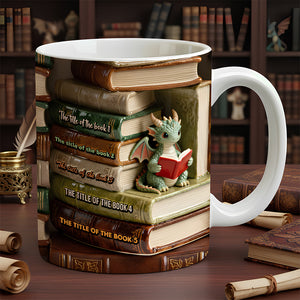 Dragon Reading Book Coffee Mug- Personalized Gifts For Book Lovers 08OHDT301225 - Coffee Mug - GoDuckee