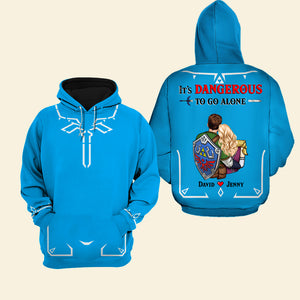 It's Dangerous To Go Alone, Couple Gift, Personalized 3D AOP shirt, Gamer Couple Hugging Shirt 01HUPO210723HH - AOP Products - GoDuckee