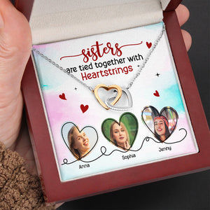 Sisters Are Tied Together With Heartstrings, Personalized 05HUTN231223 Interlocking Hearts Necklace - Jewelry - GoDuckee