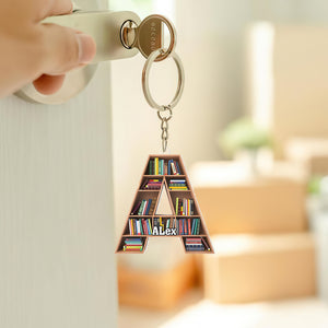 Personalized Gifts For Book Lover Keychain Alphabet Bookshelf - Keychains - GoDuckee
