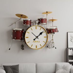 Drum Set Wall Clock Personalized Gifts For Music Lovers 05KIDT251225 - Hanging Wall Clock - GoDuckee
