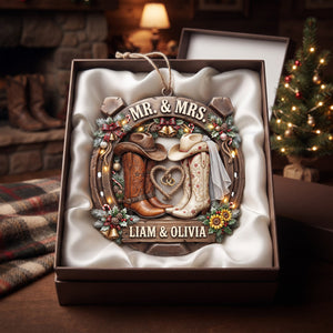 Cowboy Cowgirl Western Couple Ornament - Personalized Gifts For Couple Christmas Ornament 05TYLU170826 - Ornament - GoDuckee