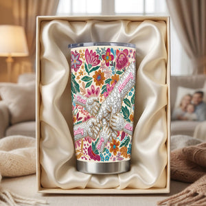 Holding Mom‘s Hand Flower Tumbler - Personalized Gifts For Mothers 04namg090326 - Tumbler Cup - GoDuckee
