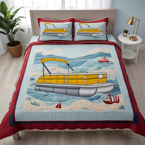 Personalized Gifts For Pontoon Lover Quilt Bed Set, For Lake House Bedroom 02qhti240125 - Blanket - GoDuckee
