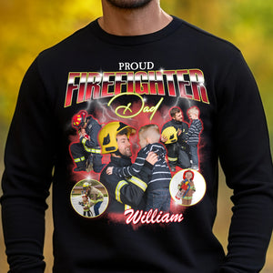Proud Firefighter Dad, Custom Photo Bootleg Shirt, Gift For Dad, Father's Day Gifts - Shirts - GoDuckee