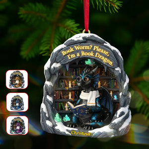 Bookworm Christmas Ornament Personalized Gifts For Book Lovers 04HYMG241025 - Ornament - GoDuckee