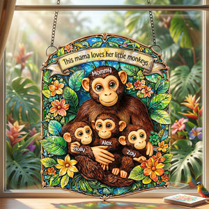 Monkey Mom Suncatcher Ornament Personalized Mother's Day Gifts 06TOMG030326 - Ornament - GoDuckee