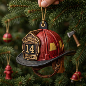 Firefighter Helmet Acrylic Ornament - Personalized Christmas Gifts For Firefighter 07pglu201026 - Ornament - GoDuckee