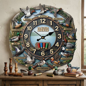 Duck Hunting Hanging Wall Clock - Personalized Gifts For Hunters 02hutn240326 - Hanging Wall Clock - GoDuckee