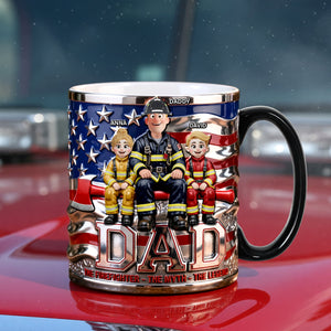 Proud American Firefighter Dad Magic Mug, Personalized Gifts For Firefighter Dads 01QHQN230526 - Coffee Mug - GoDuckee
