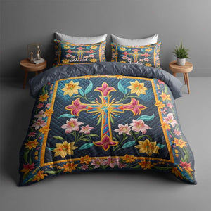 Personalized Gifts For Christians Quilt Bedding Set Special Line 04tgtn150125 Cross And Lilies - Blanket - GoDuckee