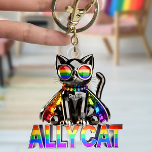 Ally Cat Keychain Personalized Gifts For LGBT+ Pride 08TGDT280525 - Keychains - GoDuckee