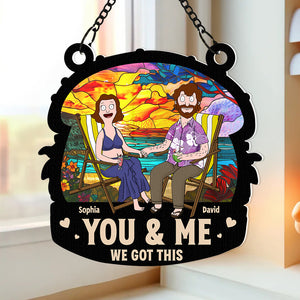 Personalized Gifts For Couple Window Hanging Suncatcher Ornament Summer Beach Couple 03ACDT080225PA - Ornament - GoDuckee