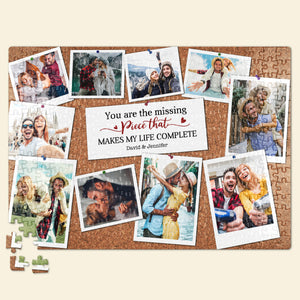 You're The Missing Piece That Makes My Life Complete, Couple Gift, Personalized Jigsaw Puzzle, Custom Couple Photo Puzzle - Wood Sign - GoDuckee