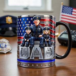 American Police Dad Magic Mug - Personalized Gifts For Police Officer, Sheriff, Captain Dad 05qhqn220526 - Coffee Mug - GoDuckee